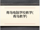 青鸟电脑学校教学(青鸟教学)
