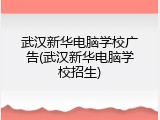 武汉新华电脑学校广告(武汉新华电脑学校招生)