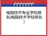 电脑技术专业学校排名(电脑技术学校排名)