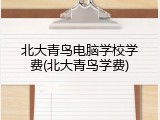 北大青鸟电脑学校学费(北大青鸟学费)