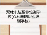 双林电脑职业培训学校(双林电脑职业培训学校)
