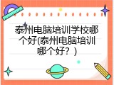 泰州电脑培训学校哪个好(泰州电脑培训哪个好？)