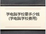 学电脑学校要多少钱(学电脑学校费用)