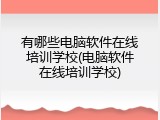 有哪些电脑软件在线培训学校(电脑软件在线培训学校)