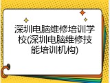 深圳电脑维修培训学校(深圳电脑维修技能培训机构)