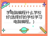 学电脑编程什么学校好(选择好的学校学习电脑编程。)