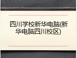 四川学校新华电脑(新华电脑四川校区)