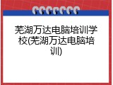 芜湖万达电脑培训学校(芜湖万达电脑培训)