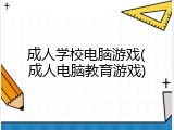 成人学校电脑游戏(成人电脑教育游戏)