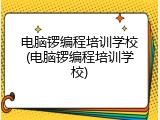 电脑锣编程培训学校(电脑锣编程培训学校)