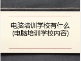 电脑培训学校有什么(电脑培训学校内容)