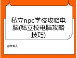 私立npc学校攻略电脑(私立校电脑攻略技巧)