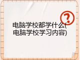 电脑学校都学什么(电脑学校学习内容)