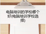 电脑培训的学校哪个好(电脑培训学校选择)