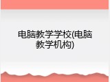 电脑教学学校(电脑教学机构)