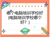 哪个电脑培训学校好(电脑培训学校哪个好？)