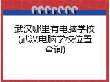 武汉哪里有电脑学校(武汉电脑学校位置查询)