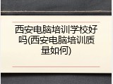 西安电脑培训学校好吗(西安电脑培训质量如何)