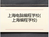 上海电脑编程学校(上海编程学校)