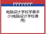 电脑设计学校学费多少(电脑设计学校费用)