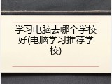 学习电脑去哪个学校好(电脑学习推荐学校)