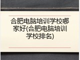 合肥电脑培训学校哪家好(合肥电脑培训学校排名)