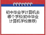 初中毕业学计算机去哪个学校(初中毕业计算机学校推荐)