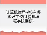 计算机编程学校有哪些好学校(计算机编程学校推荐)