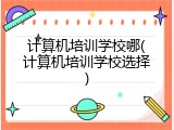 计算机培训学校哪(计算机培训学校选择)