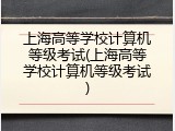上海高等学校计算机等级考试(上海高等学校计算机等级考试)