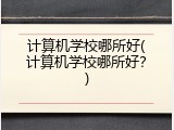 计算机学校哪所好(计算机学校哪所好？)