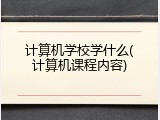 计算机学校学什么(计算机课程内容)