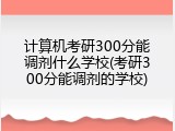 计算机考研300分能调剂什么学校(考研300分能调剂的学校)
