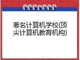 著名计算机学校(顶尖计算机教育机构)