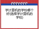 学计算机的学校哪个好(选择学计算机的学校)