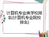 计算机专业类学校排名(计算机专业院校排名)