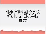 北京计算机哪个学校好(北京计算机学校排名)