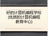好的计算机编程学校(优质的计算机编程教育中心)