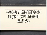 学校考计算机证多少钱(考计算机证费用是多少)