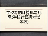 学校考的计算机是几级(学校计算机考试等级)