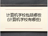 计算机学校包括哪些(计算机学校有哪些)