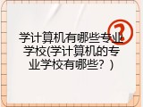 学计算机有哪些专业学校(学计算机的专业学校有哪些？)