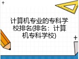 计算机专业的专科学校排名(排名：计算机专科学校)