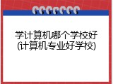 学计算机哪个学校好(计算机专业好学校)