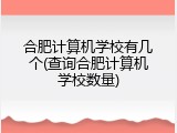 合肥计算机学校有几个(查询合肥计算机学校数量)