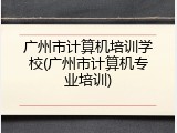广州市计算机培训学校(广州市计算机专业培训)