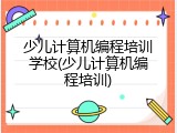 少儿计算机编程培训学校(少儿计算机编程培训)