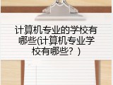 计算机专业的学校有哪些(计算机专业学校有哪些？)