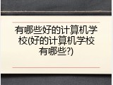 有哪些好的计算机学校(好的计算机学校有哪些?)