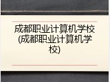 成都职业计算机学校(成都职业计算机学校)